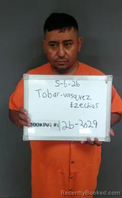 Mugshot of EZECHIAS TOBAR-VASQUEZ booked in Sebastian County, Arkansas on May 5, 2026