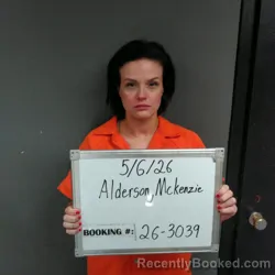 Mugshot of Mckenzie Shea Alderson booked in Sebastian County, Arkansas on May 6, 2026