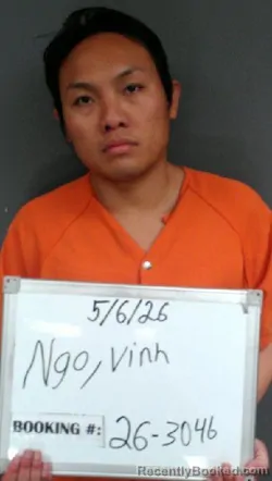 Mugshot of Vinh Quang Ngo booked in Sebastian County, Arkansas on May 6, 2026