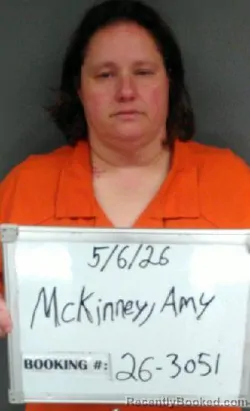 Mugshot of Amy LeAnn McKinney booked in Sebastian County, Arkansas on May 6, 2026