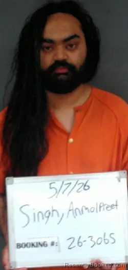 Mugshot of ANMOLPREET SINGH booked in Sebastian County, Arkansas on May 7, 2026