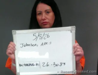 Mugshot of April Dawn Johnson booked in Sebastian County, Arkansas on May 7, 2026