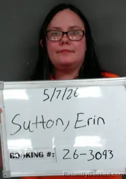 Mugshot of ERIN RENEE SUTTON booked in Sebastian County, Arkansas on May 8, 2026