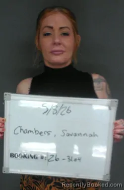 Mugshot of SAVANNAH CHERIE CHAMBERS booked in Sebastian County, Arkansas on May 8, 2026