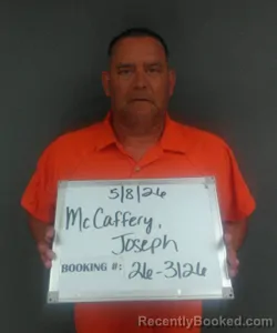 Mugshot of Joseph McCaffery booked in Sebastian County, Arkansas on May 8, 2026