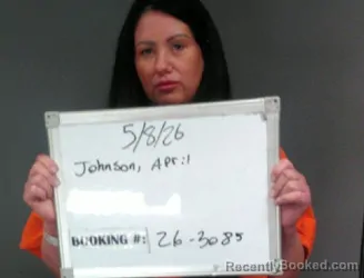 Mugshot of April Dawn Johnson booked in Sebastian County, Arkansas on May 8, 2026