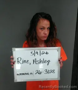 Mugshot of ASHLEY NICOLE RINE booked in Sebastian County, Arkansas on May 8, 2026
