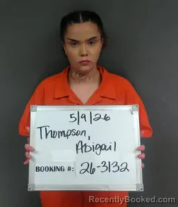 Mugshot of Abigail Rayann Thompson booked in Sebastian County, Arkansas on May 9, 2026