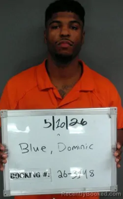 Mugshot of Dominic DaShawn Blue booked in Sebastian County, Arkansas on May 10, 2026