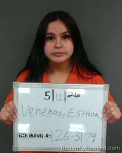 Mugshot of Estrella Abigail Venegas booked in Sebastian County, Arkansas on May 11, 2026
