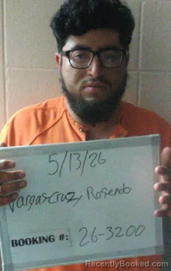 Mugshot of Rosendo Vargas-Cruz booked in Sebastian County, Arkansas on May 12, 2026