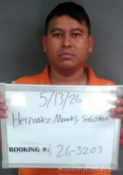 Mugshot of Sebastian Hernandez-Morales booked in Sebastian County, Arkansas on May 12, 2026