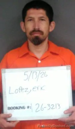 Mugshot of Eric Lopez booked in Sebastian County, Arkansas on May 12, 2026