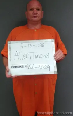 Mugshot of Timothy Ray Allen booked in Sebastian County, Arkansas on May 13, 2026