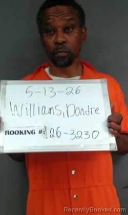 Mugshot of DONDRE DESHEN WILLIAMS booked in Sebastian County, Arkansas on May 13, 2026
