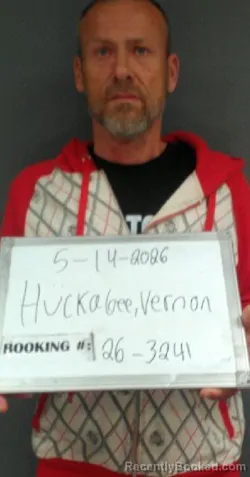 Mugshot of Vernon Conrad Huckabee booked in Sebastian County, Arkansas on May 14, 2026