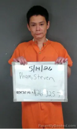 Mugshot of Steven Minh Tuan Pham booked in Sebastian County, Arkansas on May 14, 2026