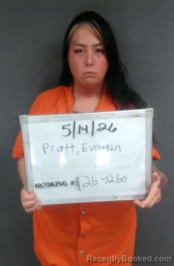 Mugshot of Evaughn Caroline Pratt booked in Sebastian County, Arkansas on May 14, 2026