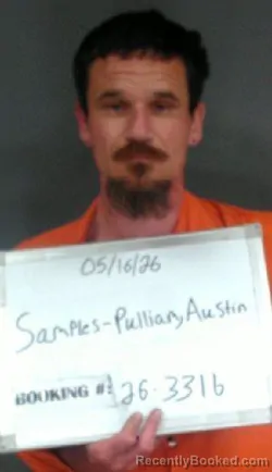 Mugshot of AUSTIN JAY SAMPLES-PULLIAM booked in Sebastian County, Arkansas on May 16, 2026