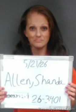 Mugshot of SHANDA MICHELLE ALLEN booked in Sebastian County, Arkansas on May 21, 2026