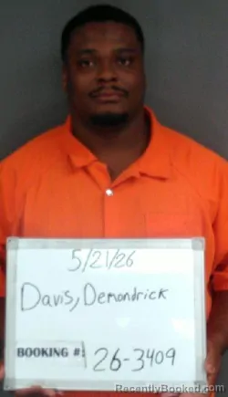 Mugshot of Demondrick Deaundre Davis booked in Sebastian County, Arkansas on May 21, 2026