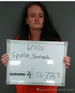 Mugshot of Shanoah Faith Spurlin booked in Sebastian County, Arkansas on June 6, 2026