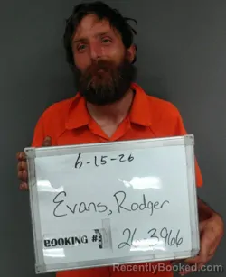 Mugshot of Rodger Douglas Evans booked in Sebastian County, Arkansas on June 15, 2026
