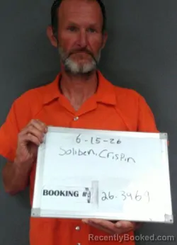 Mugshot of Crispin Michael Soliben booked in Sebastian County, Arkansas on June 15, 2026