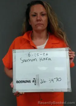 Mugshot of KARA MICHELLE SOLOMON booked in Sebastian County, Arkansas on June 15, 2026