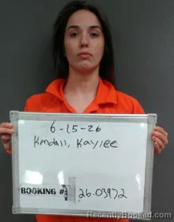 Mugshot of Kaylee Elizabeth Kendall booked in Sebastian County, Arkansas on June 15, 2026