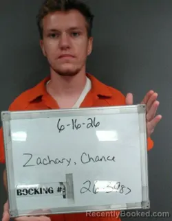 Mugshot of Chance Miles Zachary booked in Sebastian County, Arkansas on June 16, 2026