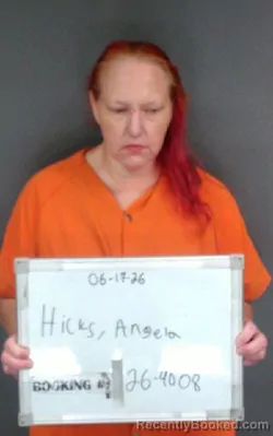 Mugshot of Angela Hicks booked in Sebastian County, Arkansas on June 17, 2026