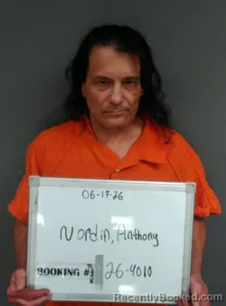 Mugshot of Anthony Brent Nordin booked in Sebastian County, Arkansas on June 17, 2026