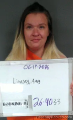 Mugshot of Amy Alyssa Lindsey booked in Sebastian County, Arkansas on June 19, 2026