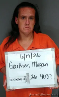 Mugshot of MEGAN LYN GAITHER booked in Sebastian County, Arkansas on June 19, 2026