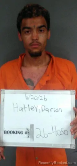 Mugshot of DARION ANDREOUS HATLEY booked in Sebastian County, Arkansas on June 19, 2026