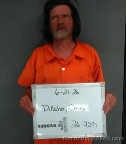 Mugshot of Chris William Dillaha booked in Sebastian County, Arkansas on June 21, 2026