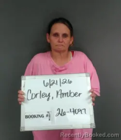 Mugshot of AMBER NICOLE CORLEY booked in Sebastian County, Arkansas on June 21, 2026