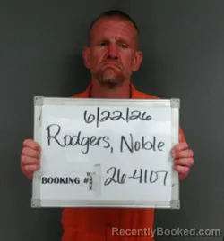Mugshot of Noble Eugene Junior Rodgers booked in Sebastian County, Arkansas on June 22, 2026