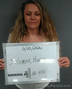 Mugshot of KARA MICHELLE SOLOMON booked in Sebastian County, Arkansas on June 23, 2026