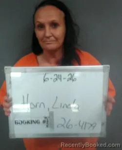 Mugshot of Linda Carol Horn booked in Sebastian County, Arkansas on June 24, 2026