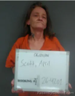 Mugshot of APRIL CHRISTINE SCOTT booked in Sebastian County, Arkansas on June 24, 2026