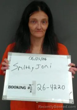 Mugshot of Joni Marie Smith booked in Sebastian County, Arkansas on June 25, 2026