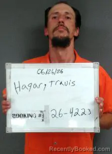 Mugshot of Travis Colt Hagar booked in Sebastian County, Arkansas on June 26, 2026