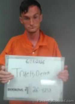 Mugshot of Derek Scott Truett booked in Sebastian County, Arkansas on June 27, 2026