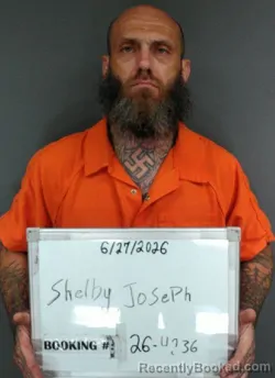 Mugshot of Joseph Michael Shelby booked in Sebastian County, Arkansas on June 27, 2026