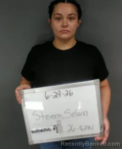 Mugshot of Selena Marie Stevens booked in Sebastian County, Arkansas on June 29, 2026
