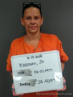 Mugshot of Jo Beth Kossman booked in Sebastian County, Arkansas on June 29, 2026