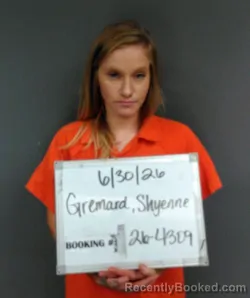 Mugshot of Shyenne Krystle Gremard booked in Sebastian County, Arkansas on June 30, 2026