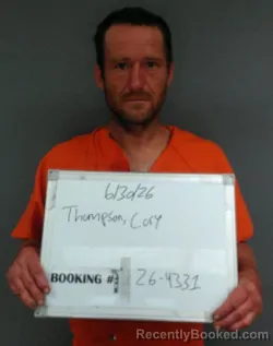 Mugshot of Cory Shaun Thompson booked in Sebastian County, Arkansas on June 30, 2026